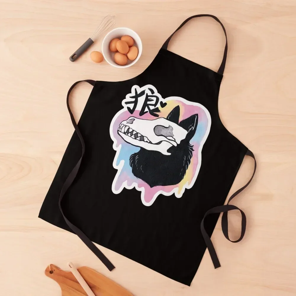 Фартук с радужным волчьим черепом Nikury для приготовления пищи корейский фартук
