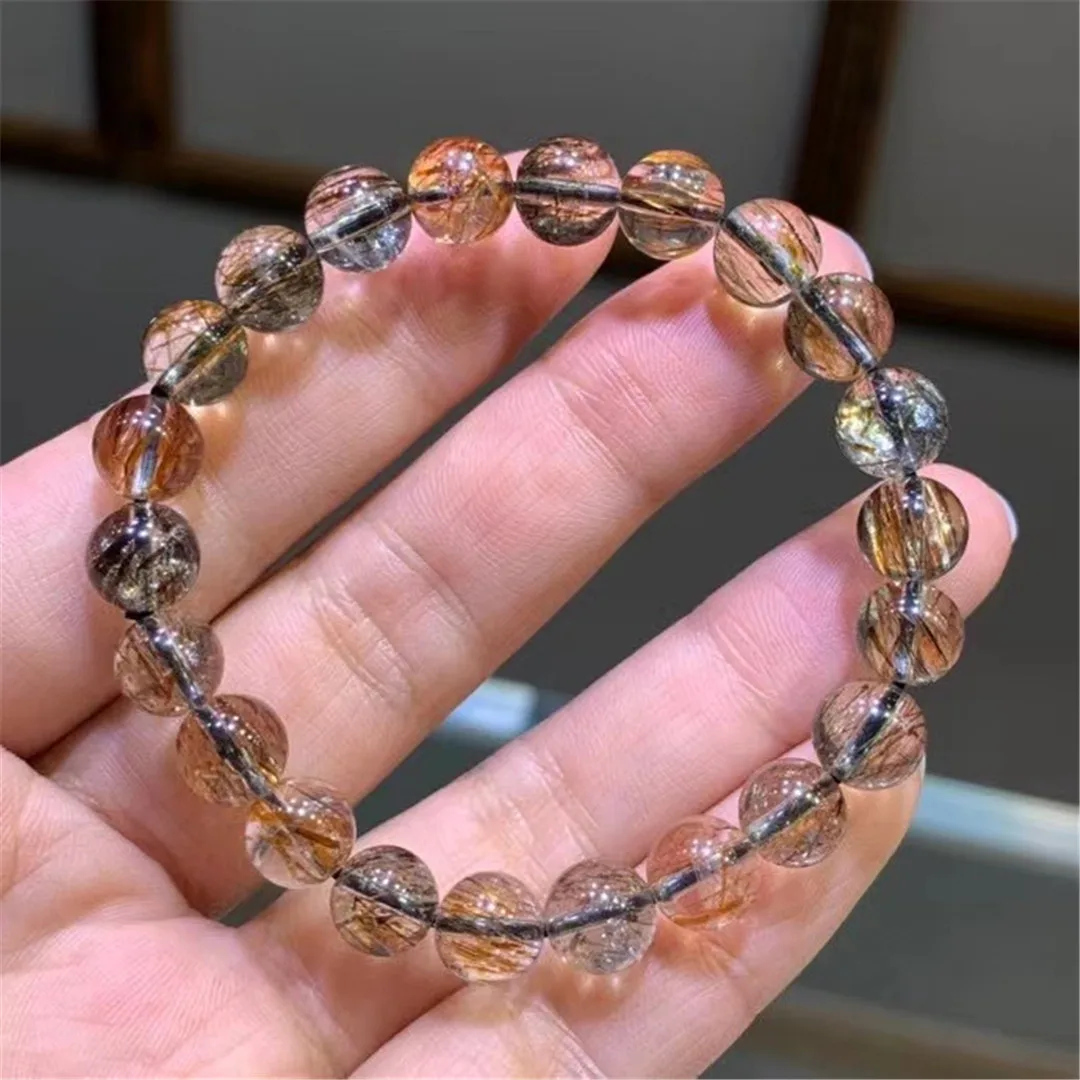 

8mm Natural Super Seven Melody Lepidocrocite Rutilated Bracelet For Woman Men Wealthy Crystal Quartz Beads Strands Jewelry AAAAA