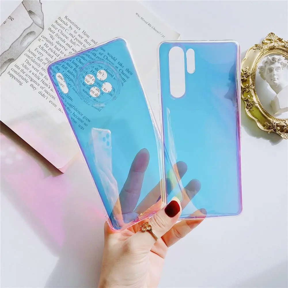 Clear Blue-Ray Laser Back Cover For Redmi Note 11T 11S 11 10T 10S 10 9T 9S 9 8 Power Pro Max Soft Silicone TPU Phone Case