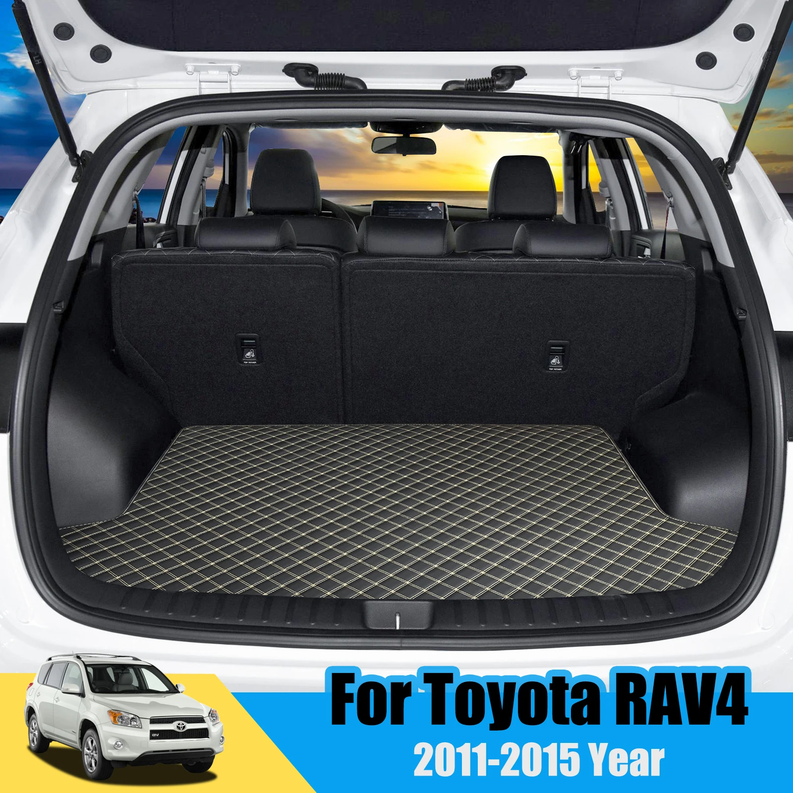 

Кожаные Коврики для багажника 2005-2011 Toyota Rav4 Vanguard Xa30, пользовательские водонепроницаемые коврики для багажника, подкладка для груза, аксессуа...