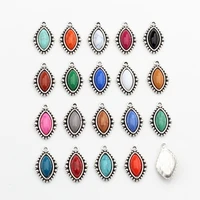 zinc alloy retro resin beads water drop oval shape charms pendants 10pcslot 24mm for diy necklaces jewelry making accessories