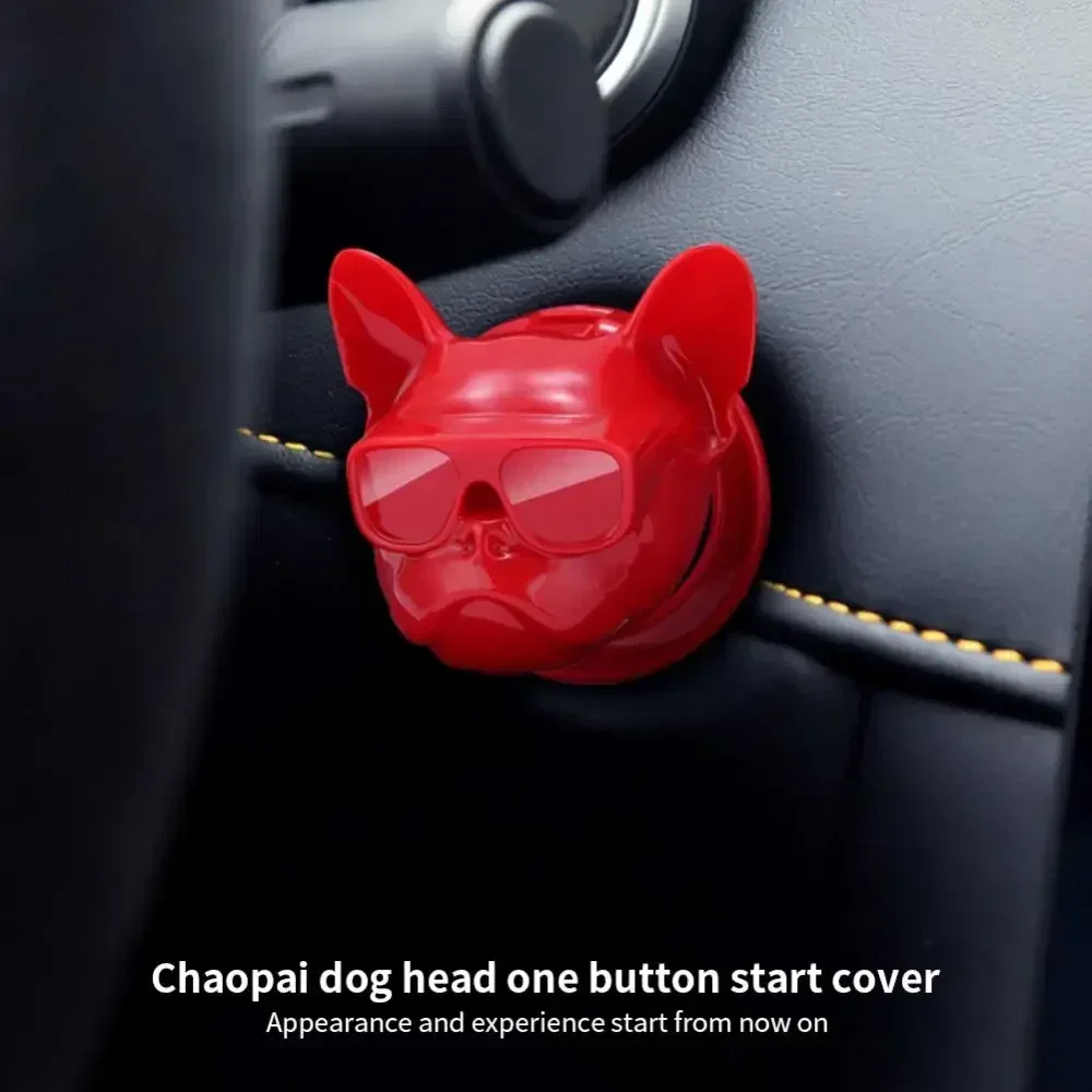 3D Собака Двигатель Автомобиля Запуск Стоп Кнопка Крышка Французский Бульдог