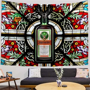 Jagermeister Deer Printed Tapestry Home Bar Wall Hanging Bar Style Wall Tapestry Flag Wall Art Decor 5 Sizes