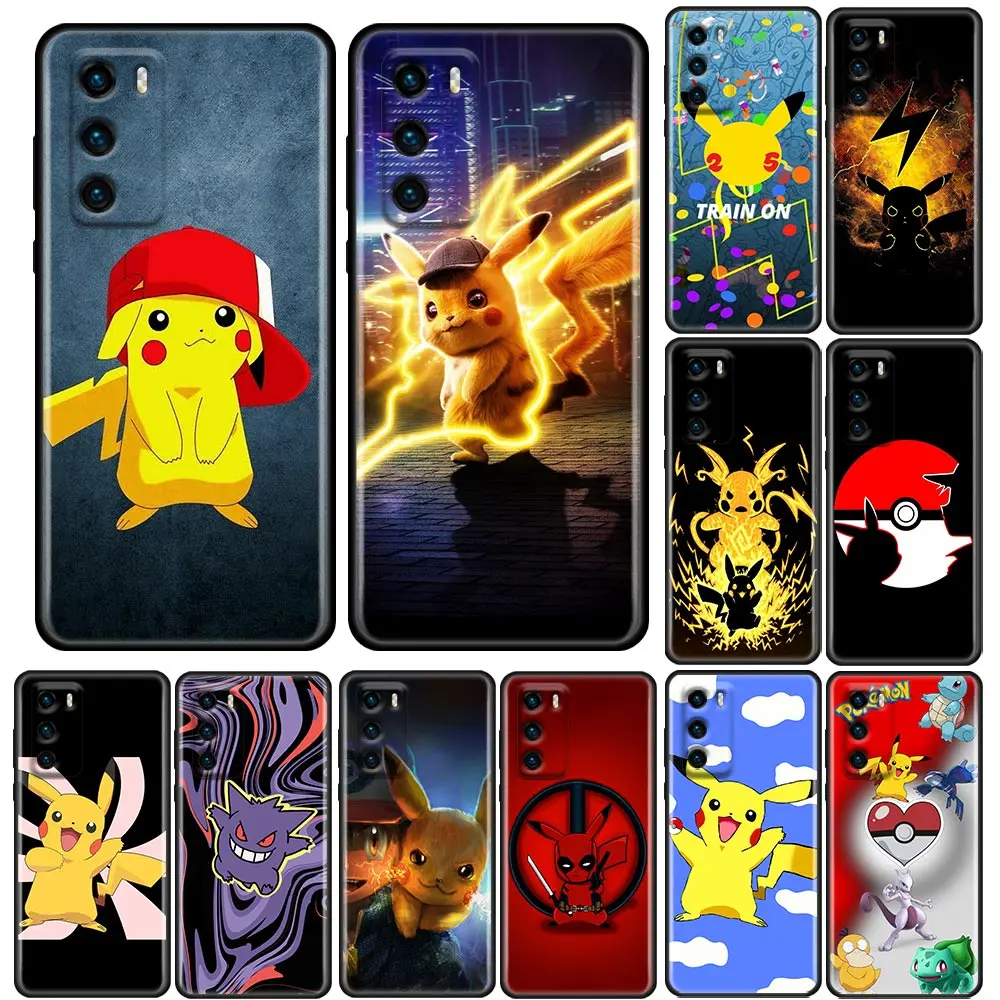 

Phone Case for Huawei P50 P50E P40 P30 P20 P10 Smart 2021 Pro Lite 5G Plus Soft Silicone Case Japan Cartoon Pokemon Pikachu