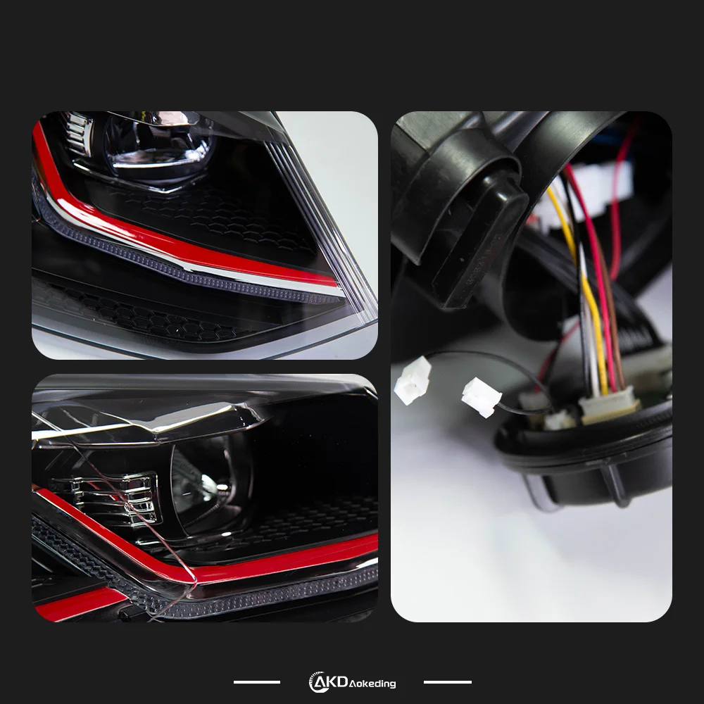 Фото Фара AKD для VW Polo, светодиодная фара 2011-2018, фары POLO с ДХО, указателями поворота, дальним светом, линзой-проектором Angel Eye №4