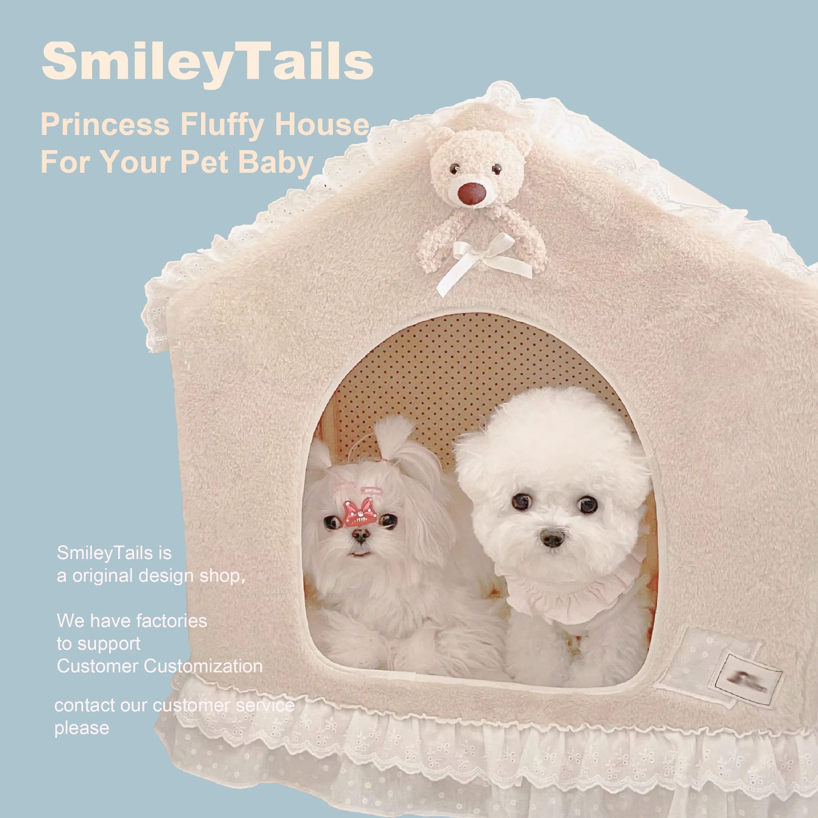 

Роскошный роскошный дом принцессы для собак, кошек, щенков, котят, Пушистый Зимний теплый уютный домик, флисовый бархатный бежевый смыв