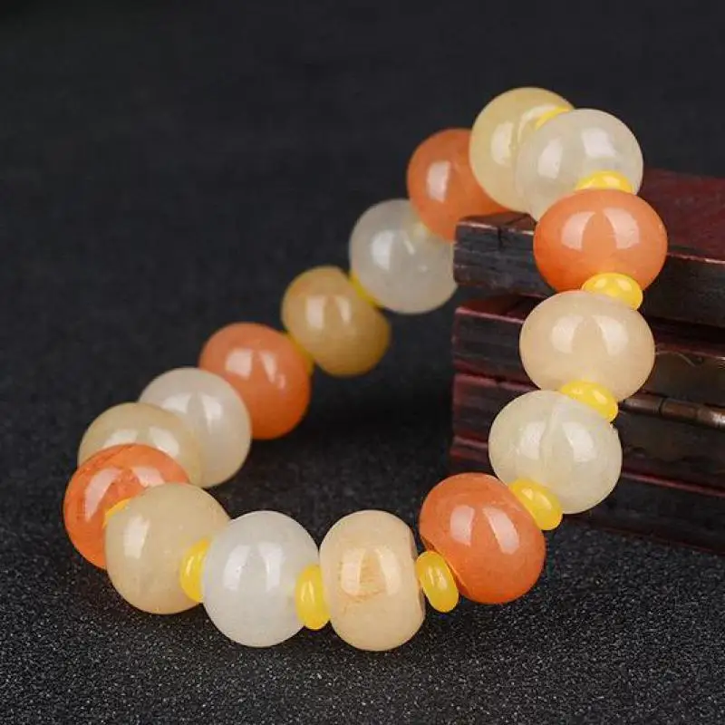 

Genuine Natural Colorful Jade Bracelet Women Fine Jewelry Accessories Real Chinese Golden Silk Jades Stone Abacus Bead Bracelets