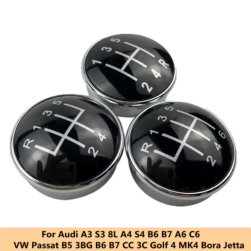 

For Audi A3 S3 8L 2000-2003 A4 S4 B6 B7 A6 C6 VW Passat B5 3BG B6 B7 CC Golf 4 MK4 Bora Gear Lever Shift Knob Emblem Cap Cover