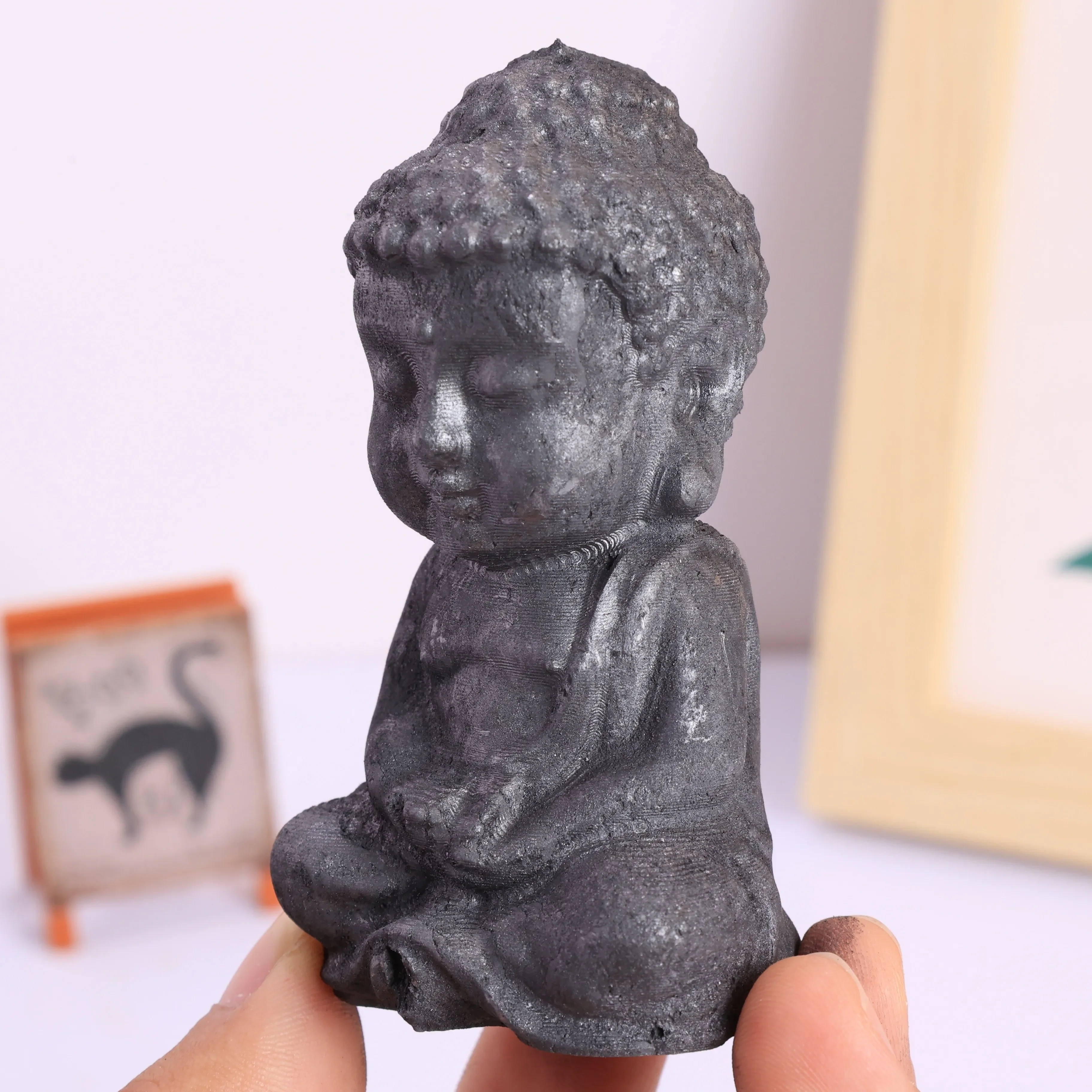 Натуральный шунгит будды религиозный для балансировки дзен декор заботливый