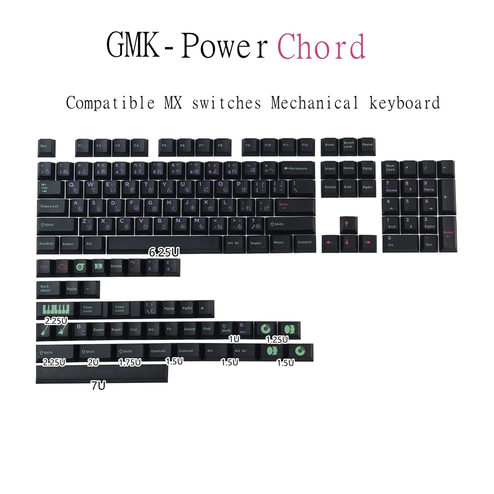 145 Keys PBT Power Chord GMK Keycaps Cherry Profile DYE-Sublimation For Gaming Mechanical Keyboard GK61 64 68 84 87 96 104 108