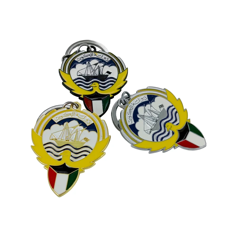 

Style Car Keychain Metal Keyring Pendant National Emblem Of Kuwait Emblem Decoration Motorcycle Accessories