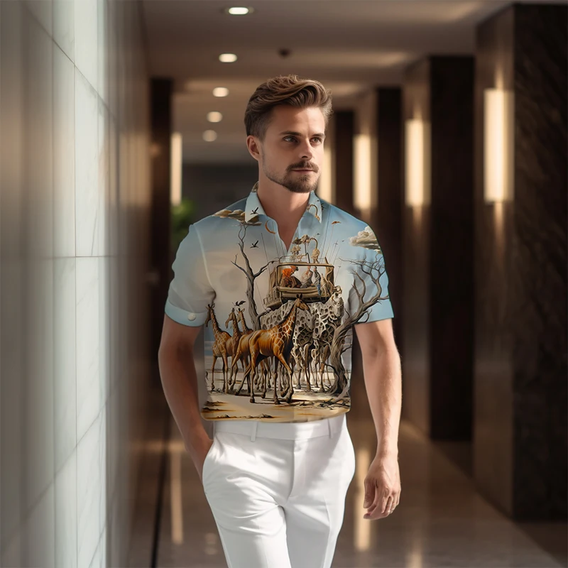 

Hot Selling Summer Men's Plus Size Tops Fashion Casual Short-sleeved Shirts Trendy Street 3d Printed Short-sleeved Shirts