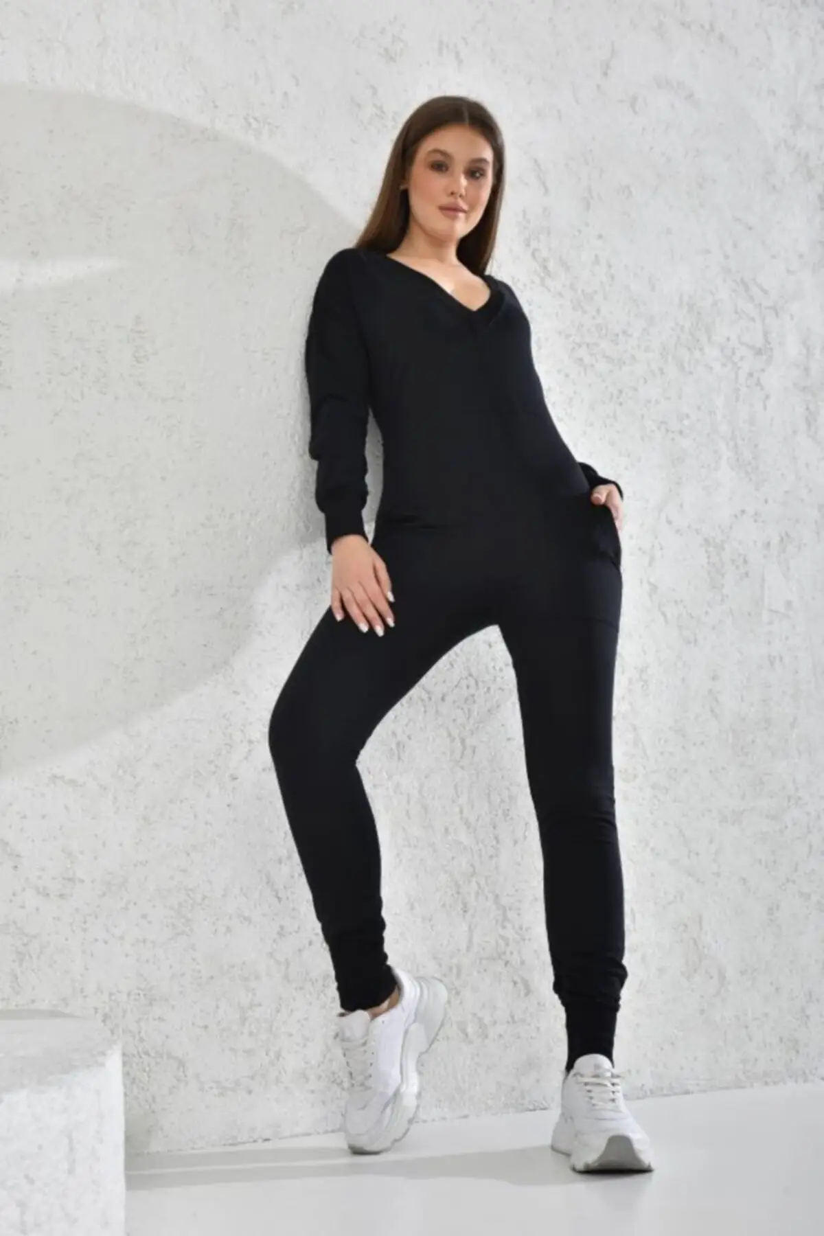 

Women's Overalls Pocket V-Neck Jumpsuit Hot Style Quality Fabric Sleeveless Baggy Trousers Casual Jumpsuit