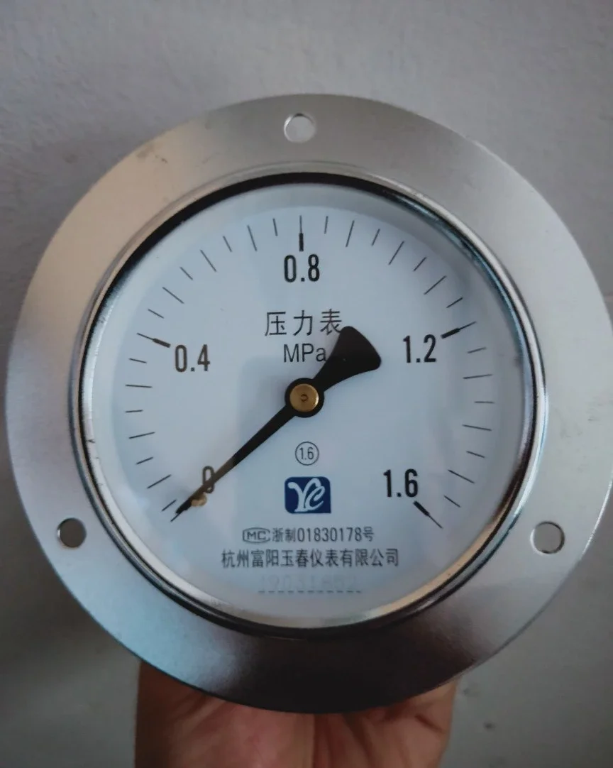 Ханчжоу Fuyang Y100ZT Осевой манометр 1 6 МПа Экспериментальная панель Фланцевый для