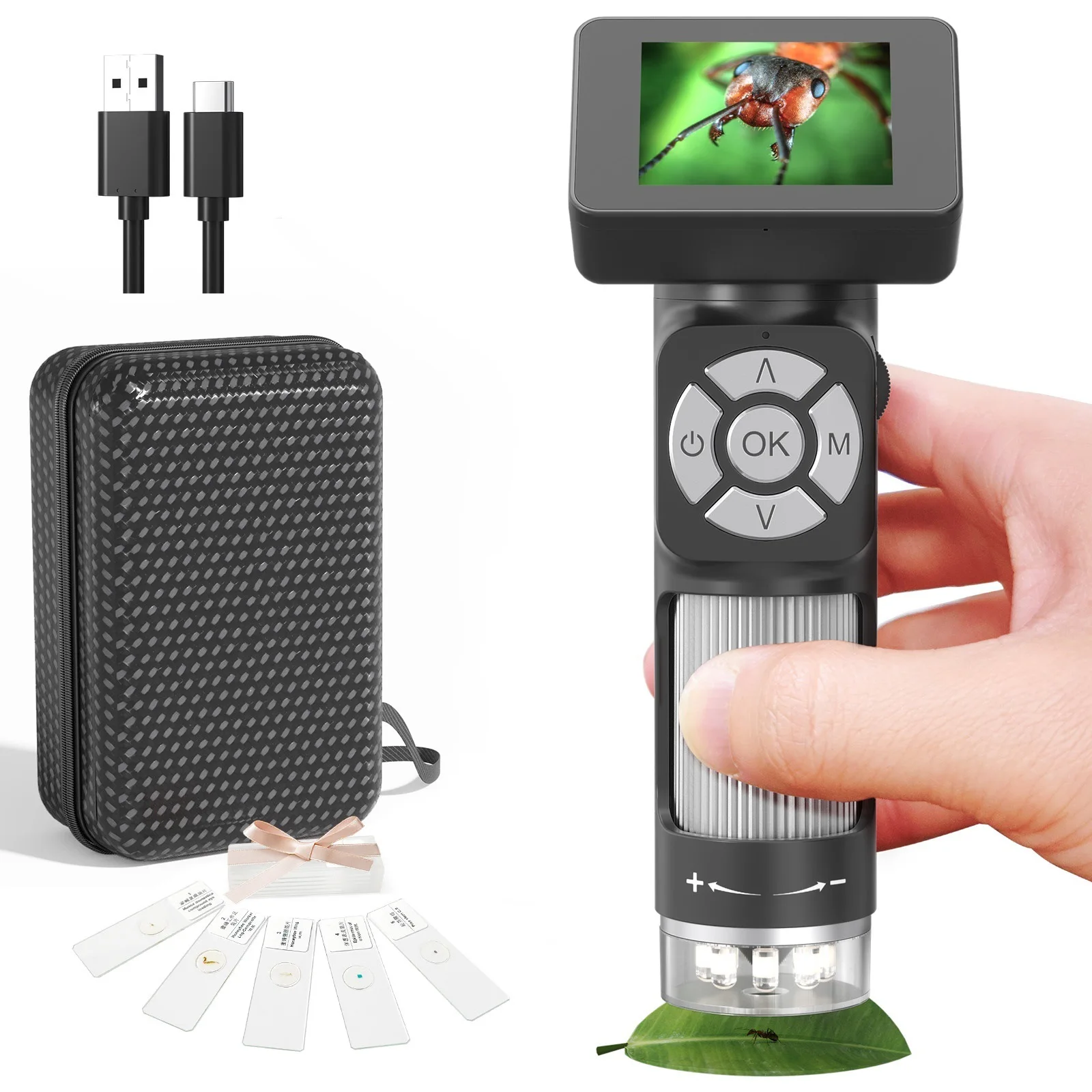2-дюймовый 2MP 1080P 50/500X детский цифровой микроскоп камера ручной эндоскоп для