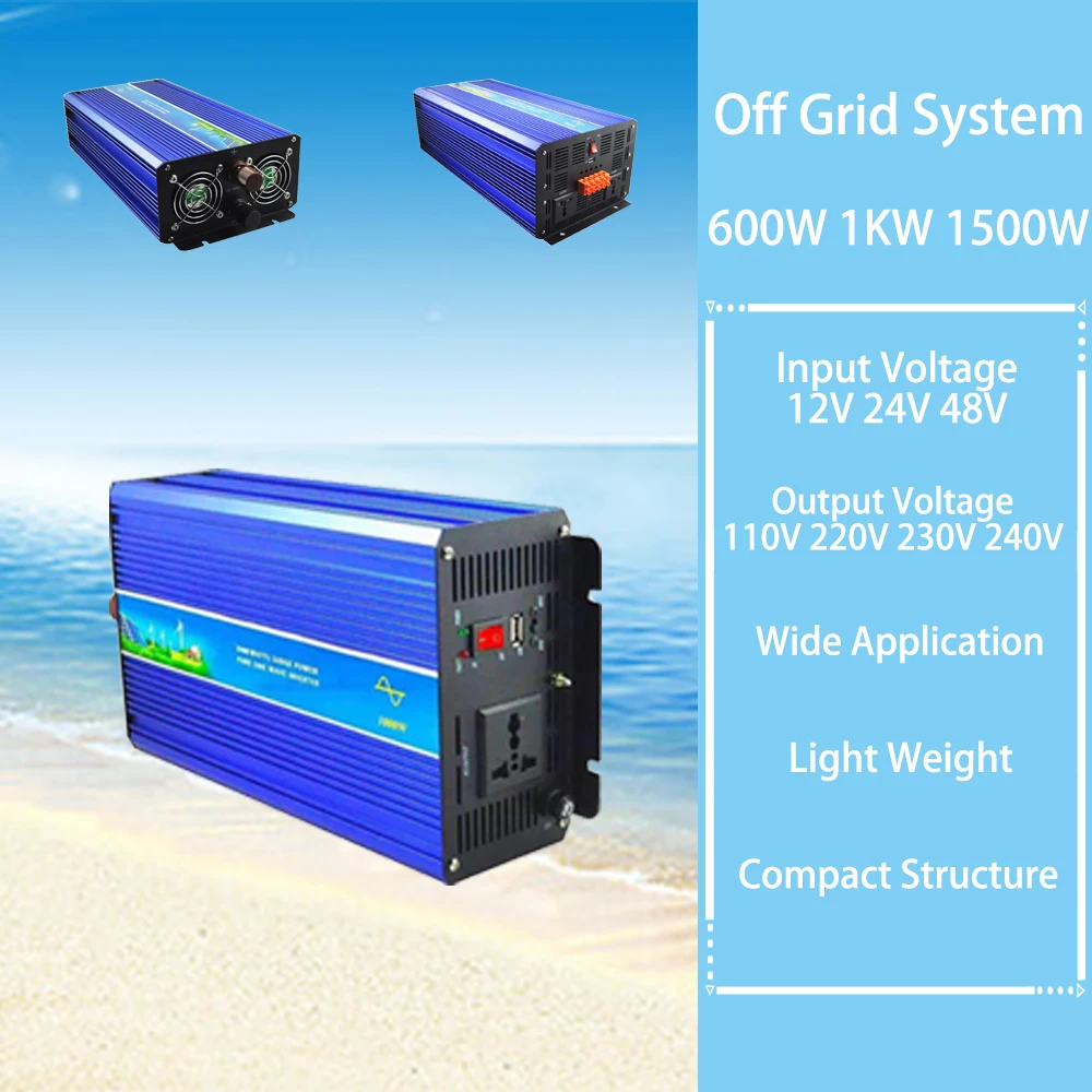 

Off Grid Pure Sine Wave Inverter 600w 1kw 1.5KW 2000W For Solar Wind System 12v/24v/48v/96v Input 110v 220v DC Output