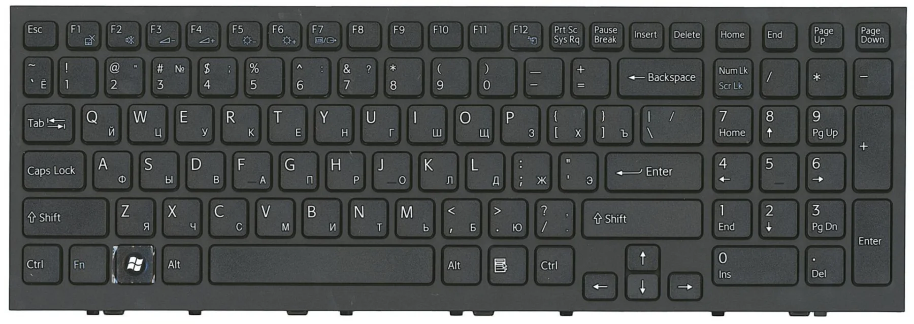 Клавиатура Sony VAIO VPCEH3P1E/B с рамкой OEM |