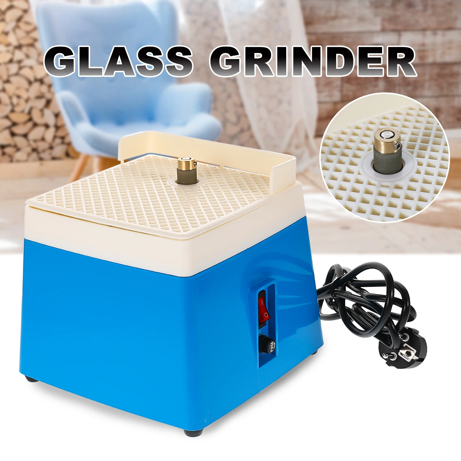 

220V Mini Stained Electric Grinder Diamond Glass Art Glass Grinding Tool Automatic Watering Edging Machine Household Tools