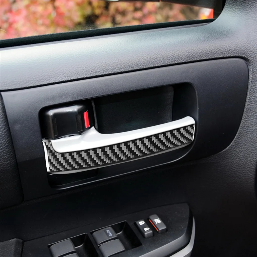 

Подходит для Toyota Tundra 2014-2018 углеродное волокно внутренняя отделка дверной ручки наклейка