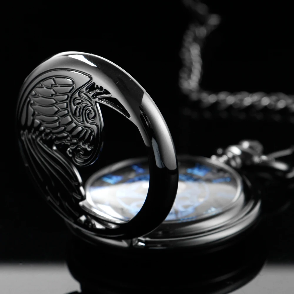 Angel Wings Embossed Hollow Steampunk Mechanical Pocket Watch Retro Gentleman Analog Signal Clock Lady Jewelry Gifts