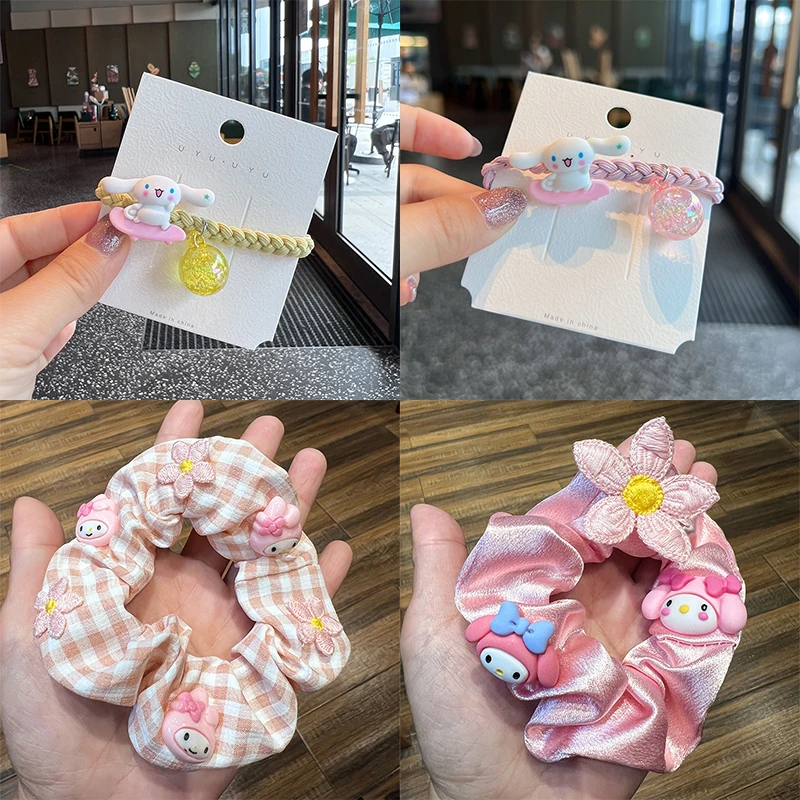 

Sanrio Cinnamoroll kawaii, новинка 2022, стильное крученое кольцо для волос, милая веревка для головы, мультяшная зеленая голова