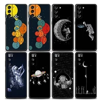 cute cartoon funny spaceman phone case for samsung galaxy s7 s8 s9 s10e s21 s20 fe plus ultra 5g soft silicone
