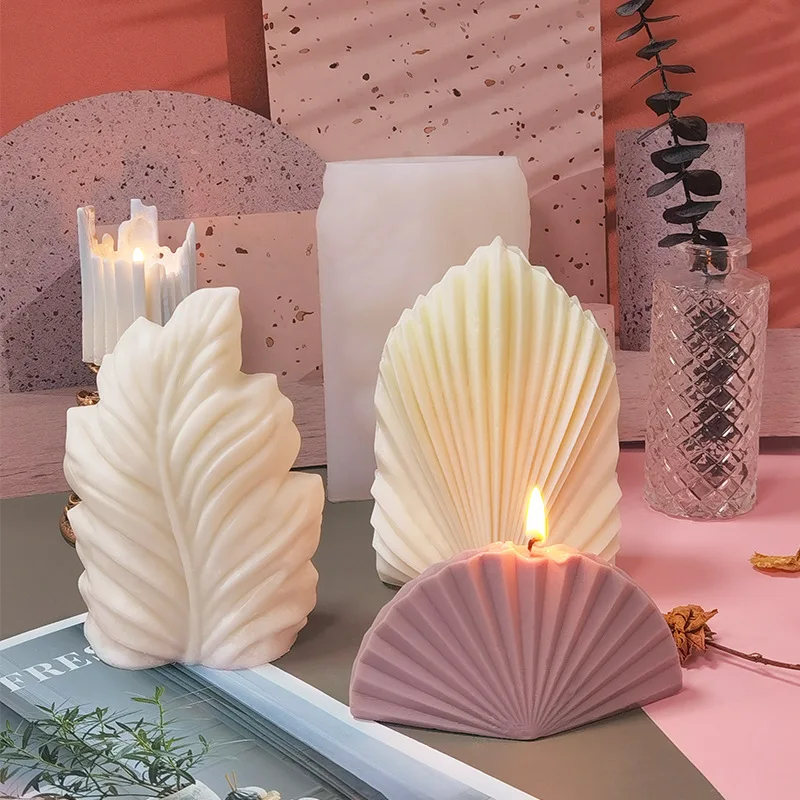 

Silicone Mold Candles DIY Home Decoration Candle Making Supplies Aroma Therapy Gypsum Resin Soap Stone Shell Leaf Large Size