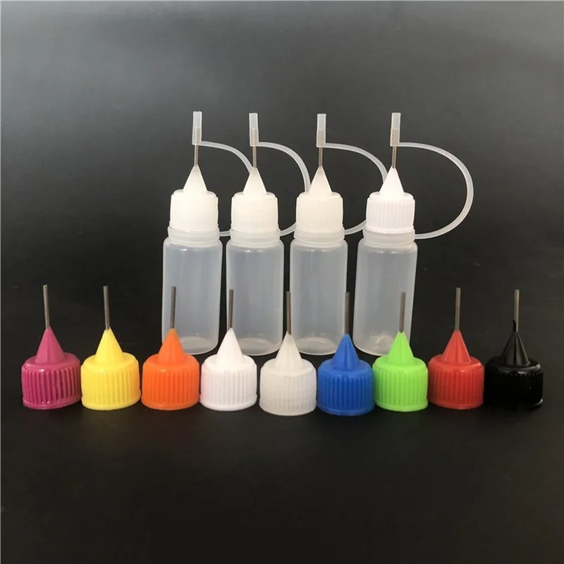 

5Pcs 10ml Plastic Squeezable Needle Bottles Eye Liquid Dropper Sample Drop Can Be Glue Applicator Refillable