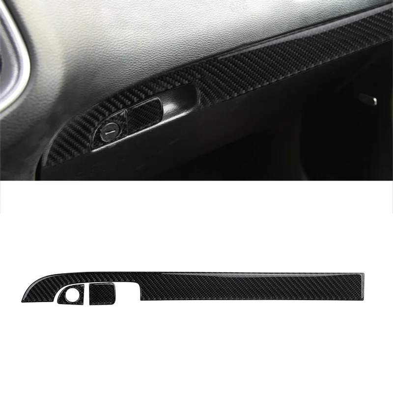 

Carbon Fiber Car Copilot Dashboard Storage Box Switch Indoor Strip Trim Sticker Accessories For Dodge Challenger 2015-2020