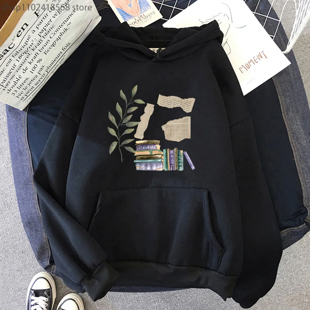 

Book Aesthetic Hoodies Old Photo Print Sweatshirt for Women Vintage Casual Unisex Clothes Streetwear Men Fleece Pullover Female