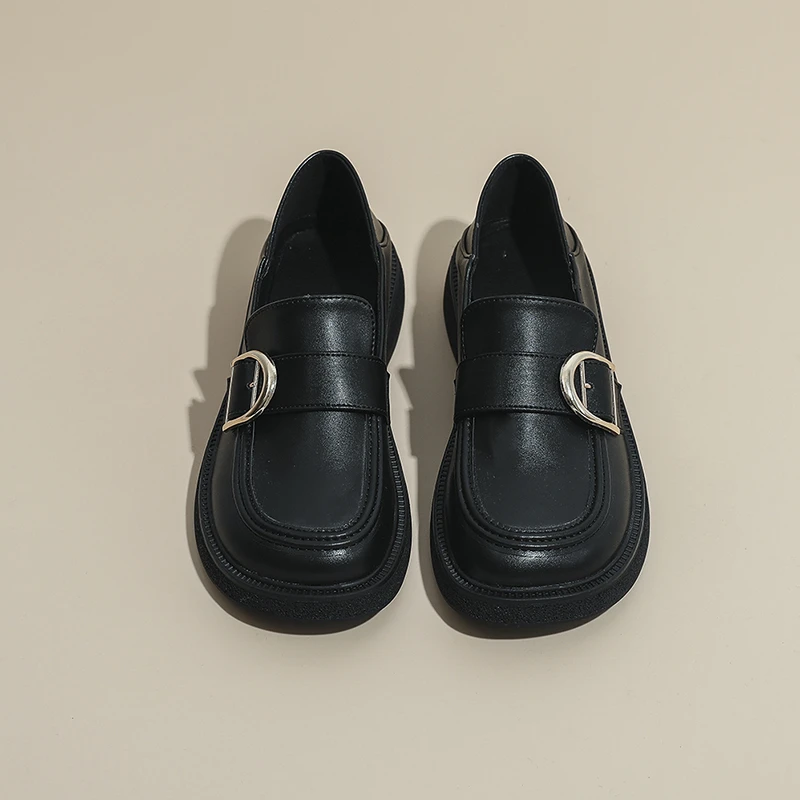 

Retro Woman Shoes Clogs Platform Autumn Round Toe Female Footwear Casual Sneaker Shallow Mouth Oxfords Loafers With Fur Creepers