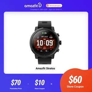 Оригинальные Смарт-часы Amazfit Stratos, Смарт-часы с GPS, отсчетом калорий, водонепроницаемость 50 м, для телефонов Android, iOS