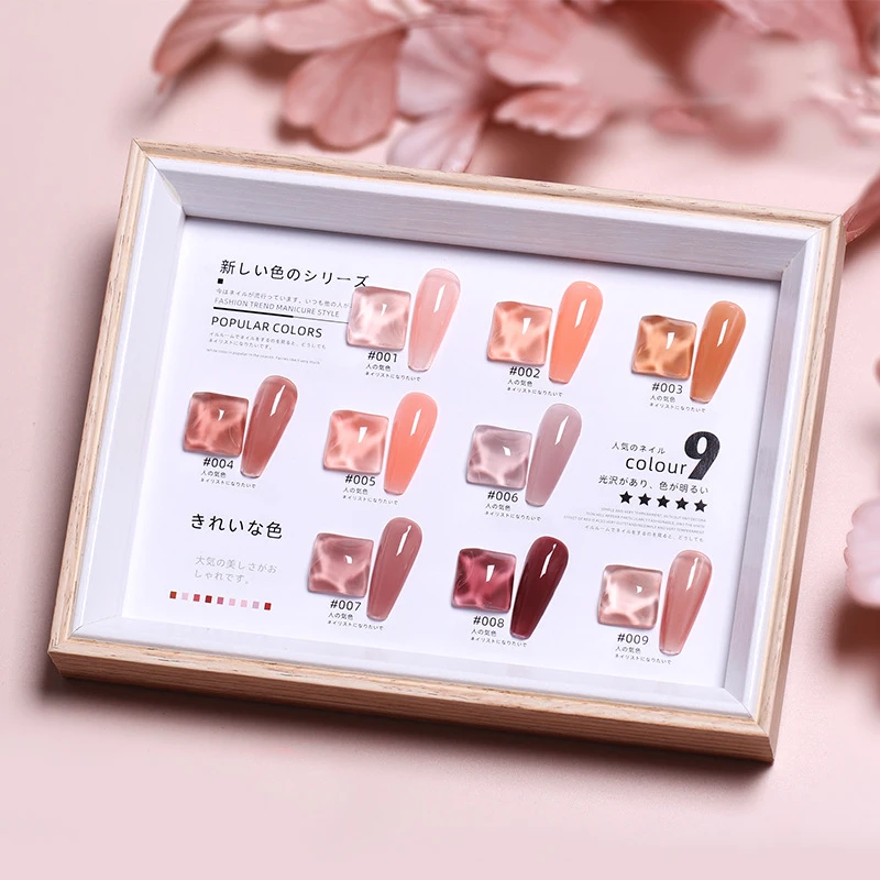 

9color Nail Polish ice-penetrating Jade Fat Phototherapy Glue Manicure Glue Nail Shop Semi Permanent Nail Art Gel Nail Charm