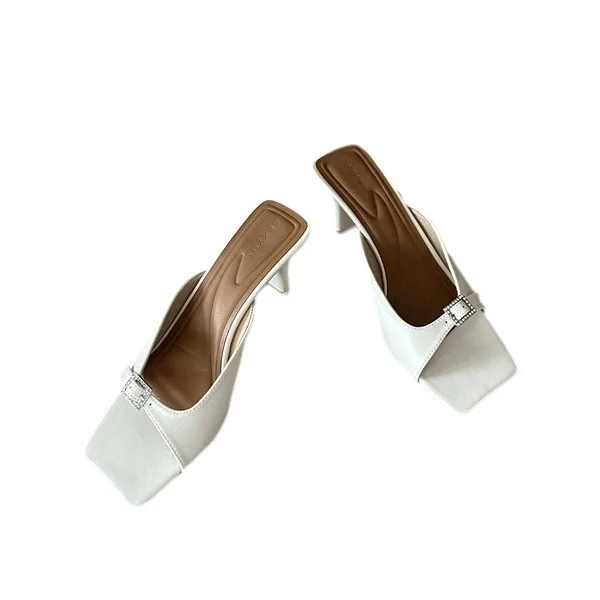 Туфли на высоком каблуке с низким квадратным носком женские резиновые шлепанцы