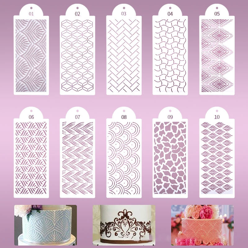 

Fondant Cake Mesh Stamps Stencils Embossing for Decorating Tool Plastic Spray Mold Wedding Cookies Chocolate Drawing Painting