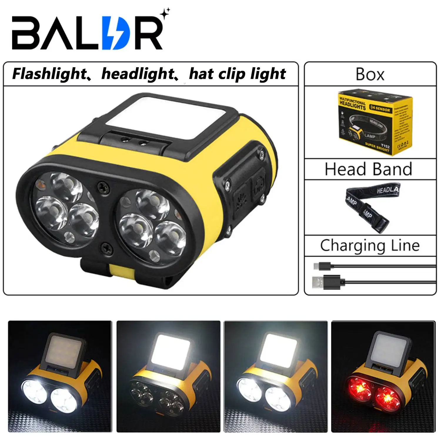 Многофункциональный сенсорный фонарик BALDR светодиодный рабочий фонарь COB USB