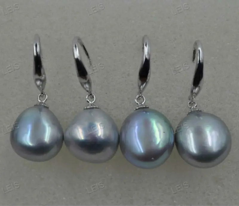 

Stunning 11-12*12-14mm gray cultured Baroque pearl earring dangle