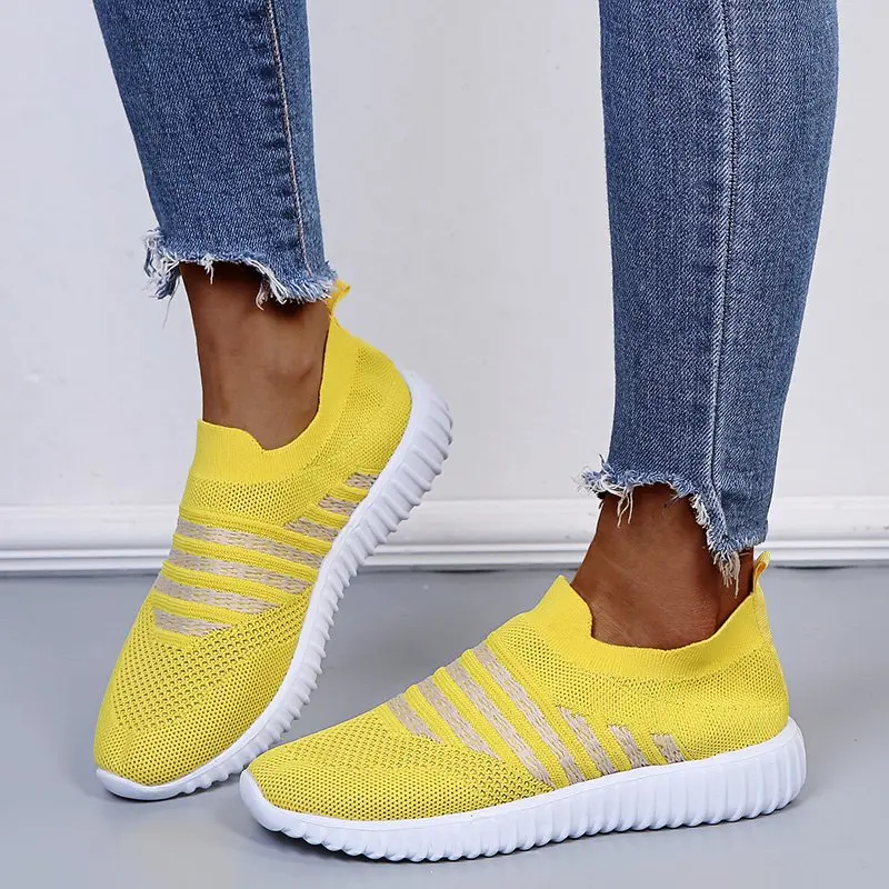 

Soft Sole Knit Socks Sneakers for Women: Lightweight, Breathable Mesh Flats. Ideal for Spring/Summer. Available in Plus Sizes.