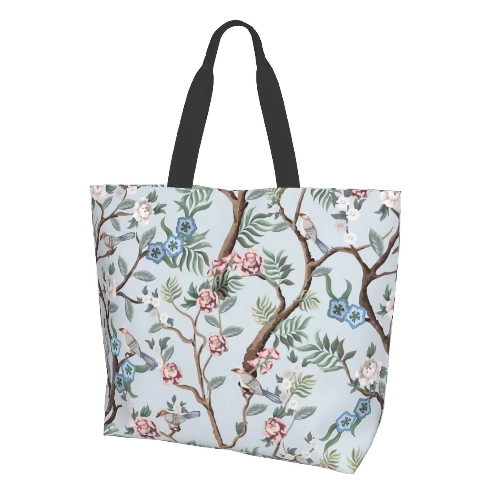 

Large Colorful Flowers Bird Tote Bag-Stylish Shoulder Bag Casual Daily Bags for Work Gym Beach Travel