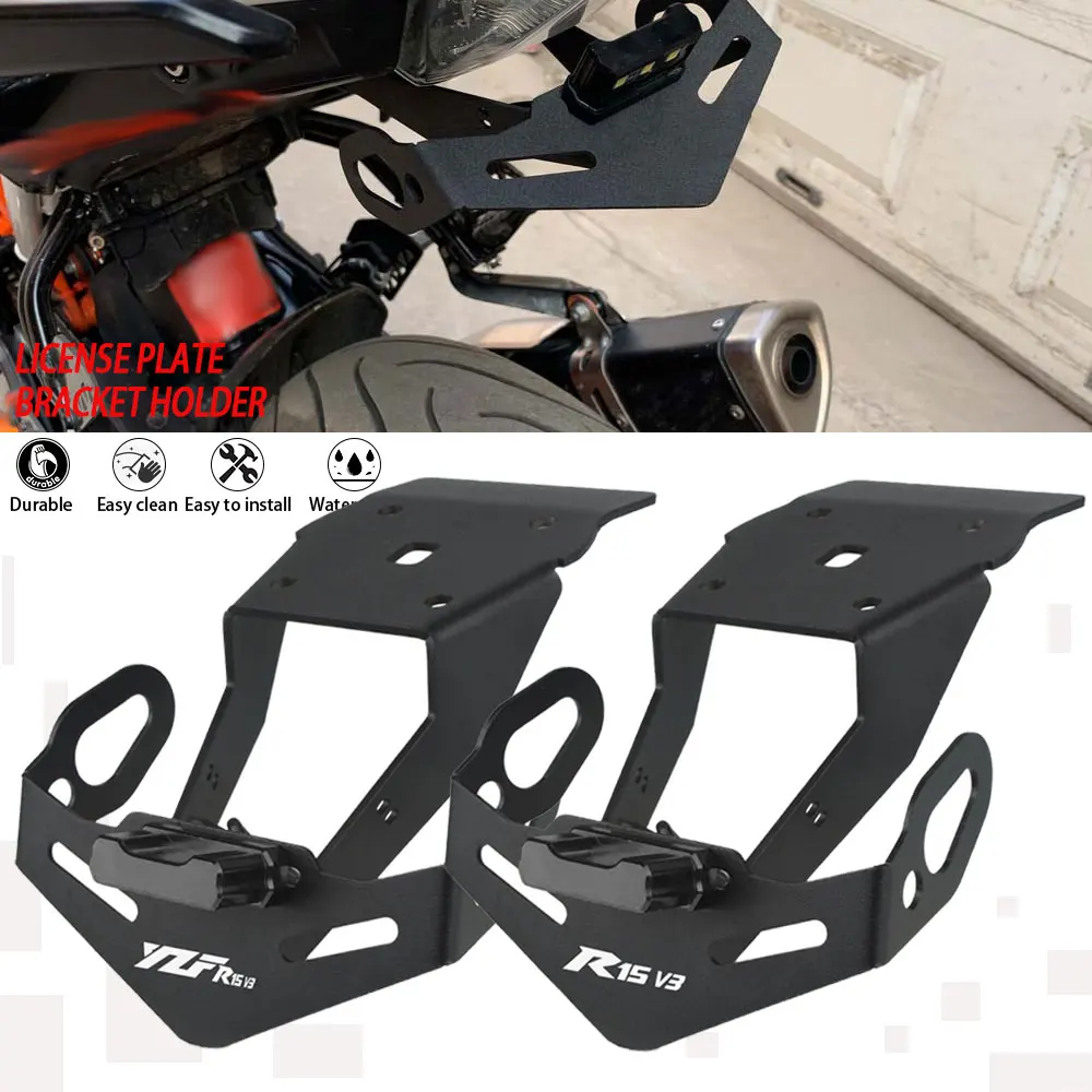 

2022 2023 Motorcycle CNC License Number Plate Frame Holder Bracket FOR YAMAHA YZF R15 V3 2017 2018 2019 2020 2021 YZFR15 R15V3
