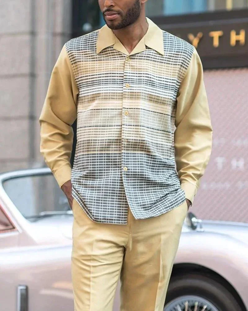 

2022 Spring Summer New Fashion Men's Hawaiian Long Sleeve Printed Suit Casual Floral Shirt Trousers Beach Two Piece S-4XL
