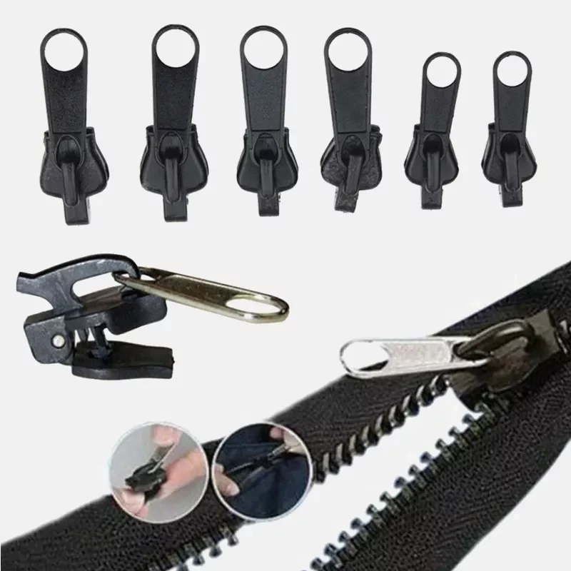 

6 Pcs/Set Universal Zippers Fix Zipper Repair Kit Replacement Zip Slider Teeth Rescue New Design Zippers Clothes Sewing Supplies