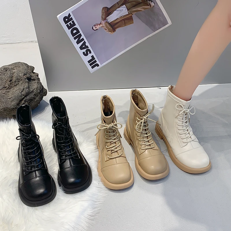 

Женские ботинки, новинка 2022, роскошные дизайнерские ботинки с круглым носком, на молнии, рок, Модные осенние женские ботильоны из резиновой ...