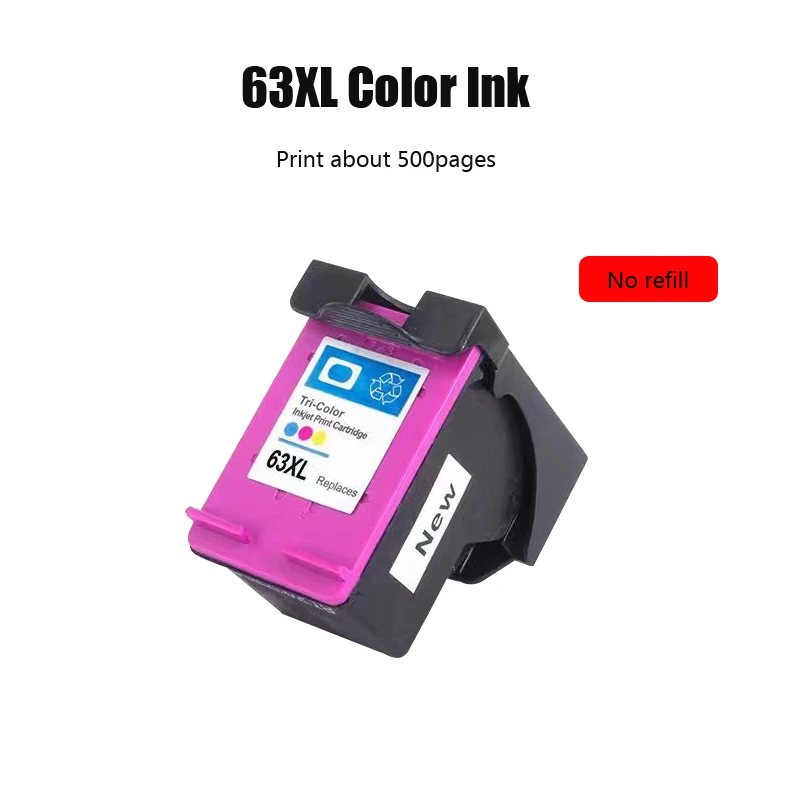 Восстановленный чернильный картридж F6U64A совместимый цветной 63XL для HP Deskjet 1112 2130