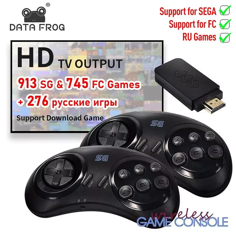 

DATA FROG 16-bit MD Wireless Game Console For Sega Genesis Game Stick HDMI-compatible 900+Game For Sega Genesis Mini/Mega Drive