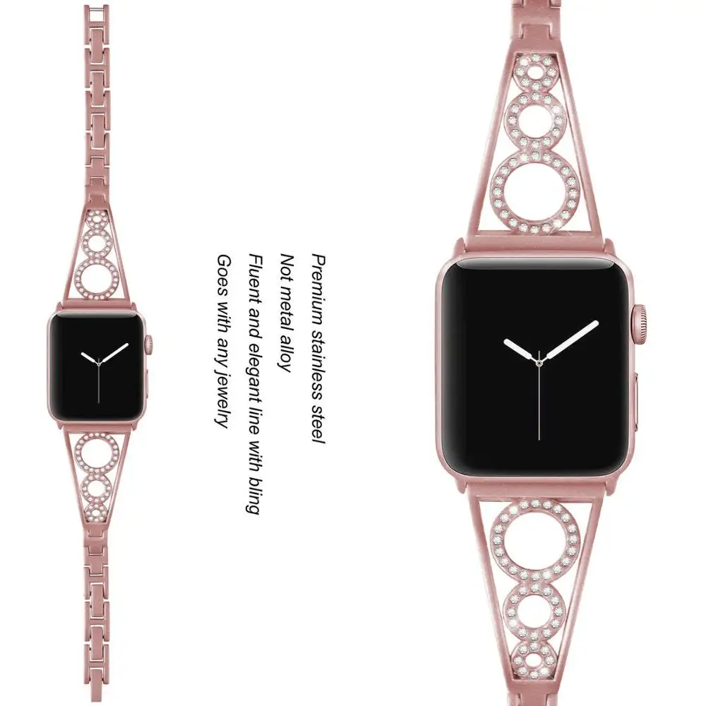 

Ремешок Женский из нержавеющей стали для apple watch 8, браслет с бриллиантами для iwatch service 7 6 5 4 3, 41 мм 45 мм 44 мм 40 мм 38 мм 42 мм