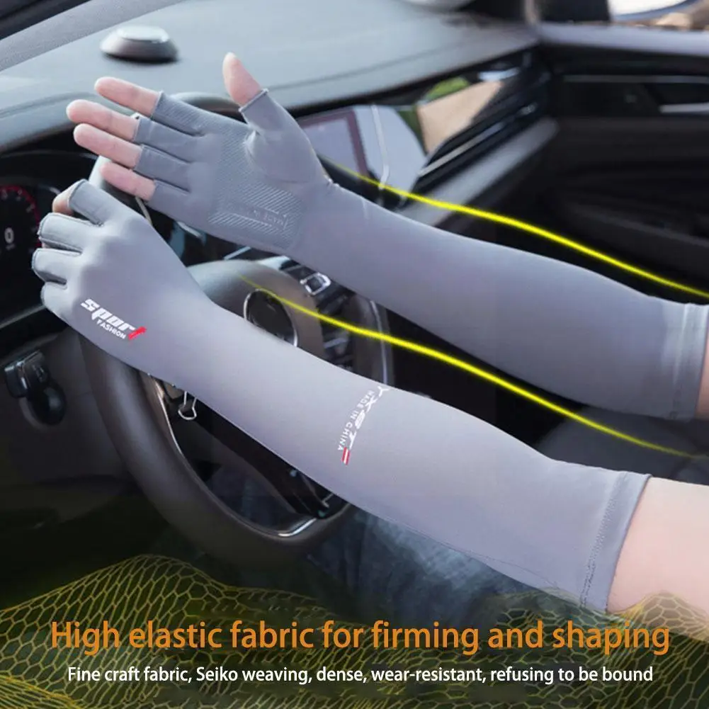 

Half Finger Uv Ice Silk Outdoor Glove Cloth Arm Cover Fabric Ice Sleeve Q5i6