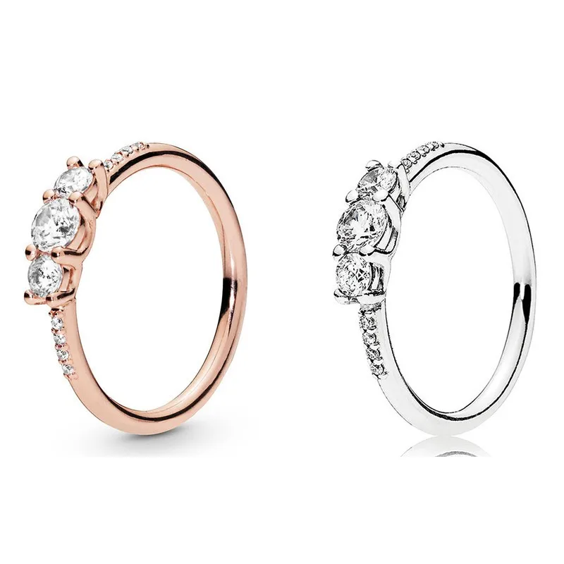 

Original Moments Rose Gold Elegance With Crystal Ring For Women 925 Sterling Silver Wedding Gift Fashion Jewelry