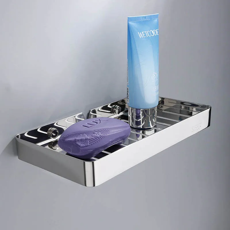 

304 Stainless Steel Bathroom Soap Wall-Mounted Shelf Holder For Shower Kitchen Bathroom Organizer Bathroom Accessories No Water