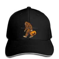 baseball cap bigfoot sasquatch carrying scary pumpkin to cartoon men unisex top snapback hat peaked